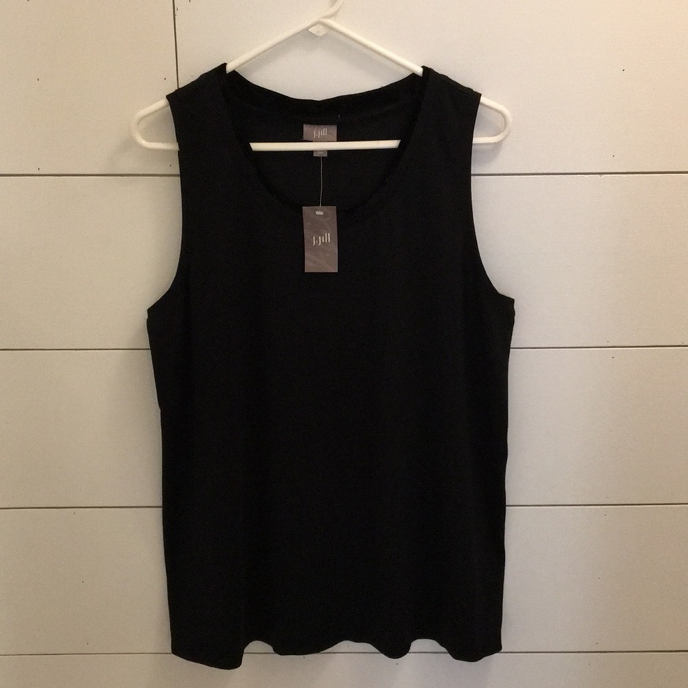 Women’s J.Jill black tank with velvet trim on neck